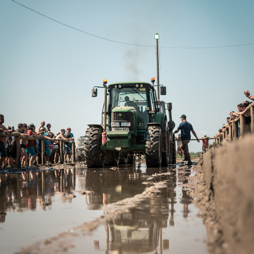 Tractor and truck tug of war